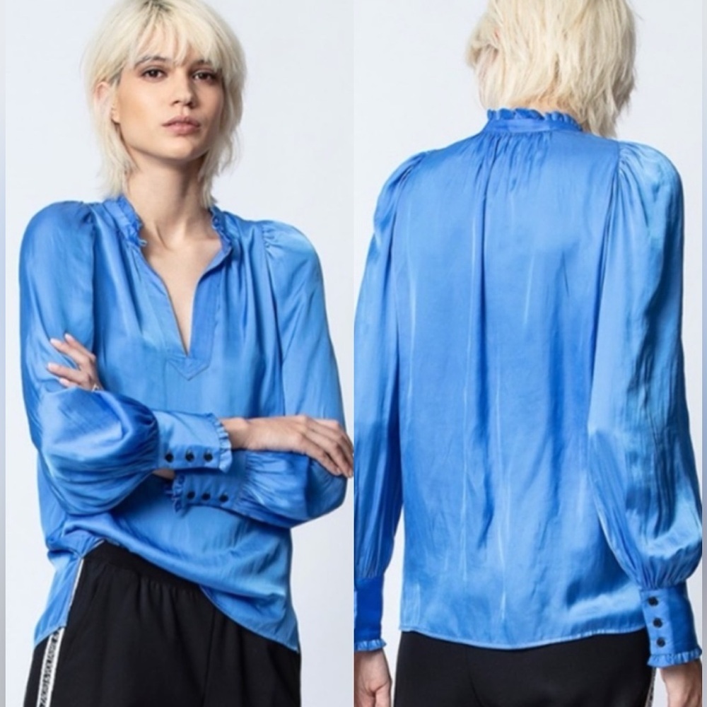 Zadig & Voltaire Titu Satin Bleuet Blouse